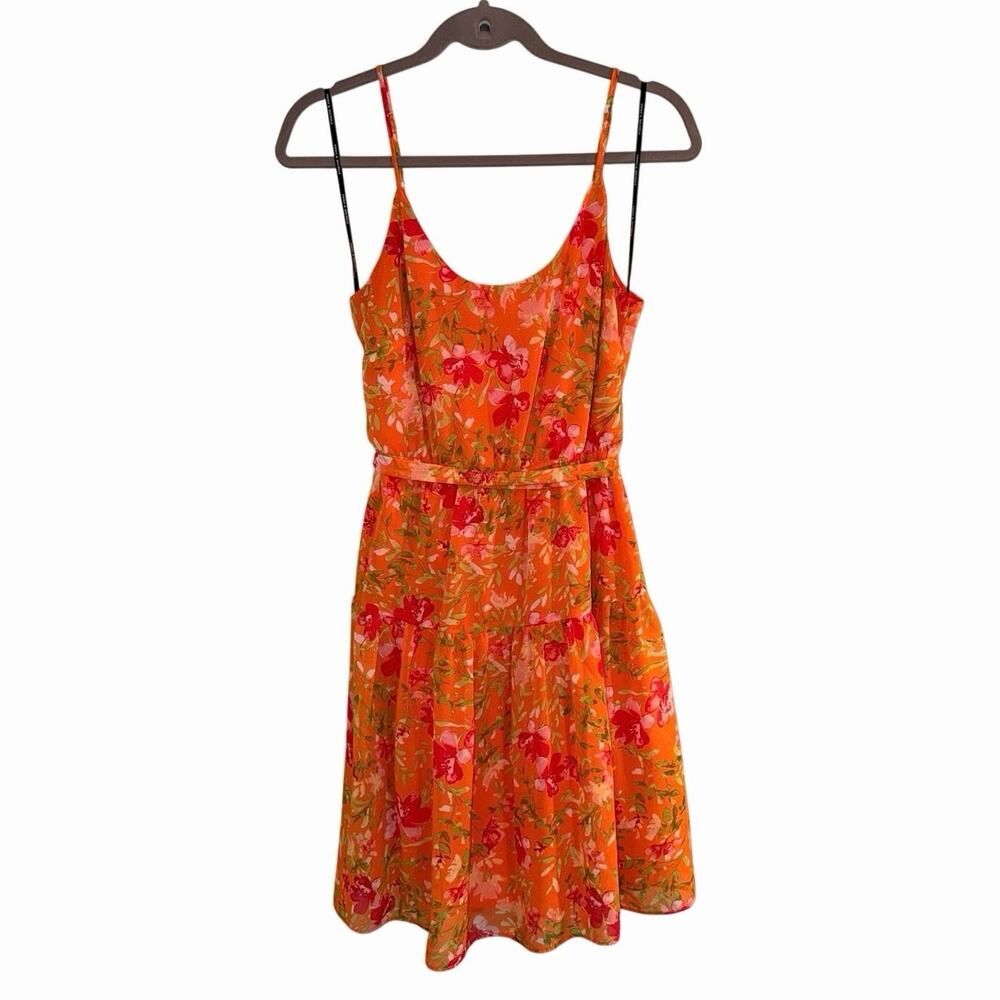 Emma & Michele Women’s Size 6 Orange Floral Fit & Flare Sundress Belted